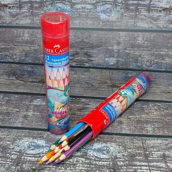 파버카스텔 수채색연필 라운드 틴 12색+붓 115912