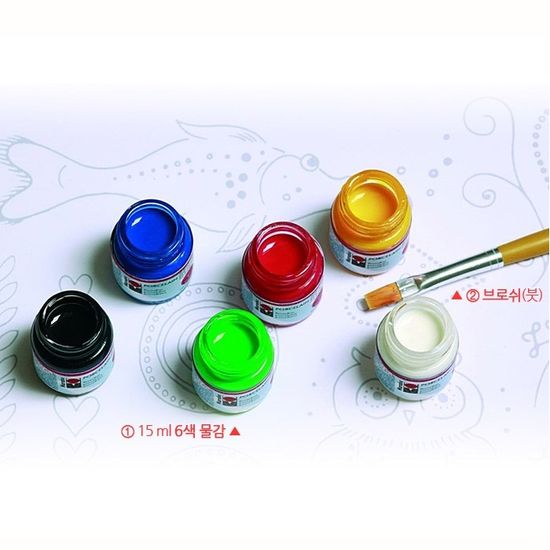 마라부 세라믹_도자기_포셀린물감 6색+붓 세트 MB1105