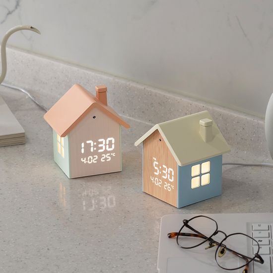 베이지브라운 무드홈 하우스 인테리어 LED 탁상시계