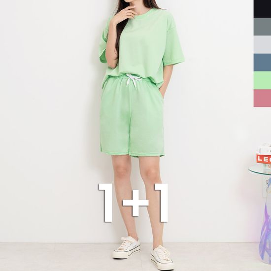 [1+1] 여자 오버핏 반팔티 데일리 티셔츠