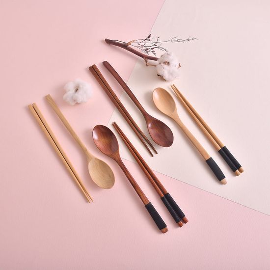 디유 옻칠 나무 수저세트_4인 숟가락 젓가락 세트