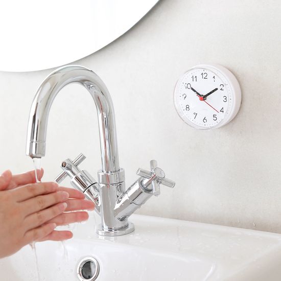 [무아스] 2WAY 무소음 욕실 방수시계 주방시계