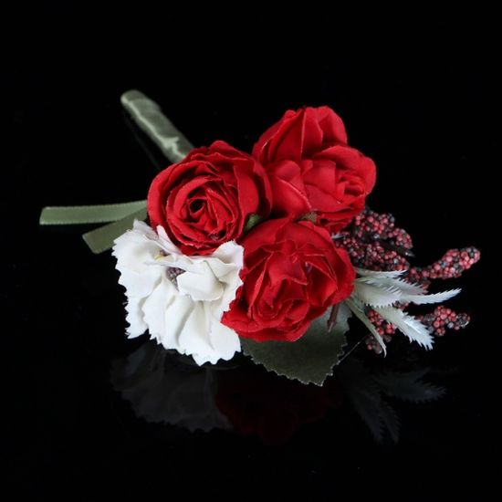블룸 부토니에 브로치(레드) / 셀프웨딩 신랑코사지