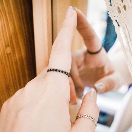 실버 블랙스피넬 가드링 반지