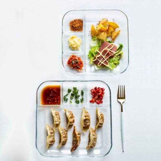 브런치 강화 유리 식판 4칸 나눔 2 sizes