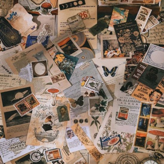 레트로 빈티지 복고풍 스타일 스티커 배경지 200매