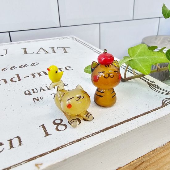 유리 미니어쳐 야옹이 토리짱과 병아리