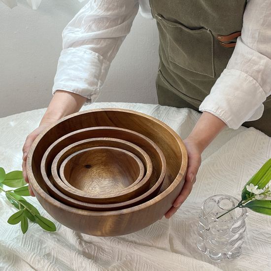 Holin 아카시아 통원목 수제 우드 샐러드볼(대)