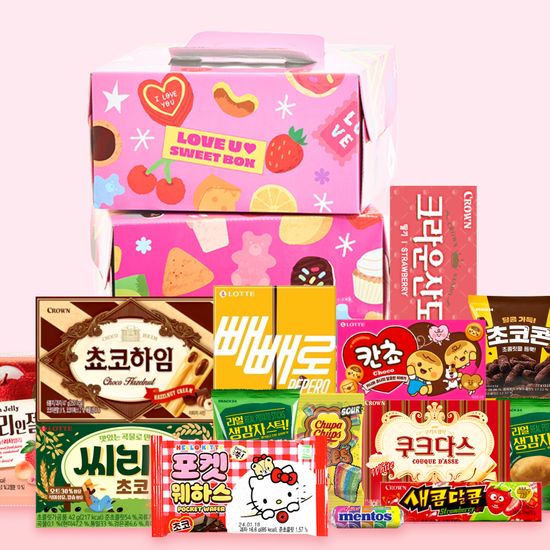 스낵24 러브유 스위트 하트 케이크상자 과자선물세트