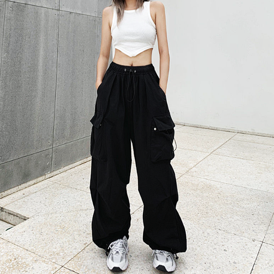 스트론 와이드 카고 스트링 팬츠 트레이닝 팬츠