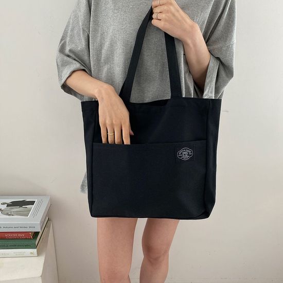 더블포켓 무지 데일리 숄더 에코백 3color (WC6A832)