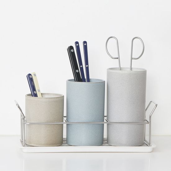 모던 수저통세트 주방 도자기 3단 수저통 물빠짐