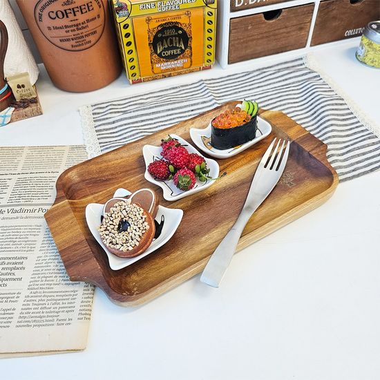 도자기 고양이 캐릭터 소스 접시 3p set