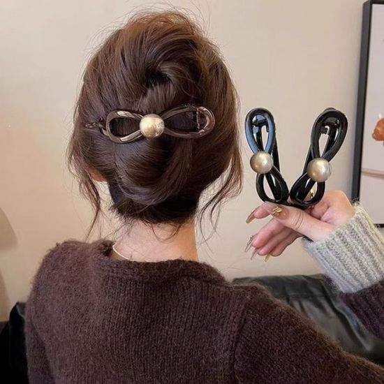 진주클립 헤어핀 올림머리핀 반묶음 집게머리핀
