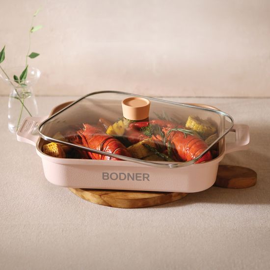 인덕션겸용 세라믹코팅 핑크 직사각 그릴팬 30cm