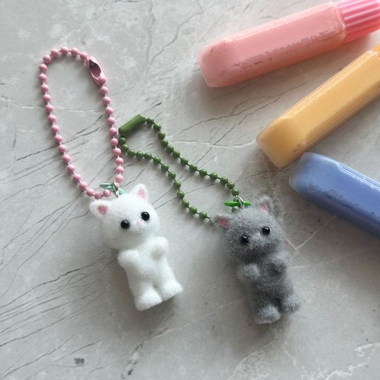 먼지 고양이 군번줄 키링