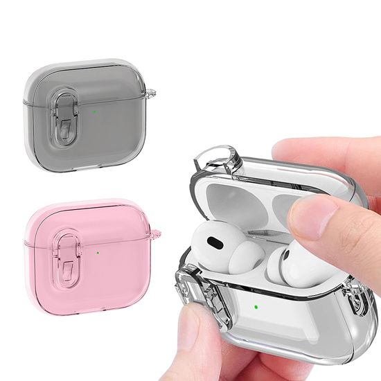 에어팟4 심플 클리어 투명 잠금 버튼 실리콘 케이스