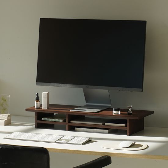 우드 모니터받침대 듀얼 노트북선반