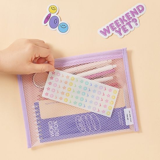 에코 투명 빅 파우치 더블 포켓_필통 여행 파우치