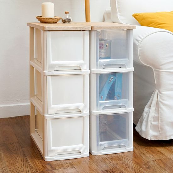 어반 우드상판 슬림 서랍장 3단 틈새 수납장 정리함