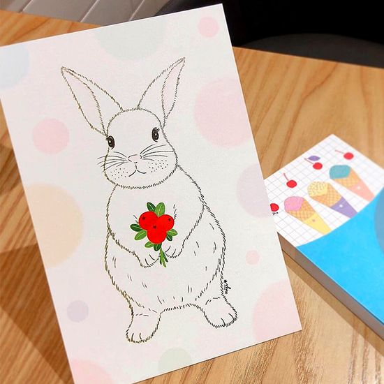 빨간열매 토끼 / 엽서