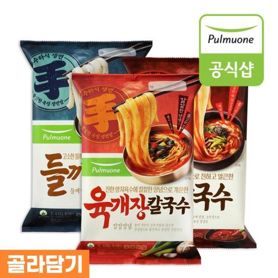 풀무원 칼국수 3종(육개장/들깨/장) 4봉 골라담기