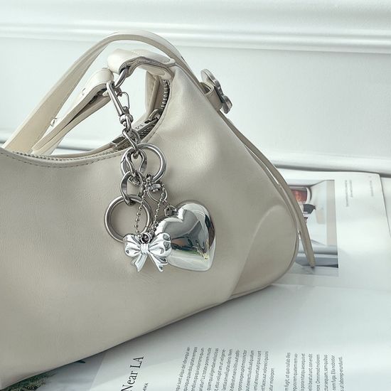 통통한 하트 미니리본 실버 키링 열쇠고리 에어팟