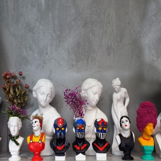 비너스여인 중형 석고상화분+스타티스 꽃+리본 식재 포함