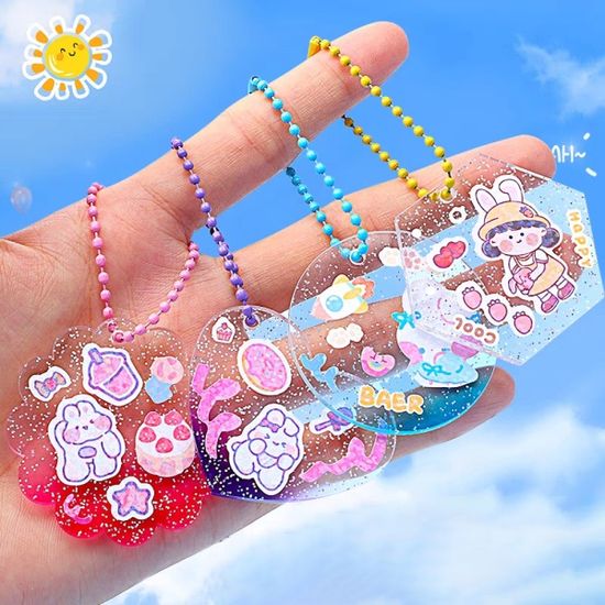 DIY 스티커 데코 키링 꾸미기 아크릴 팬던트 만들기 