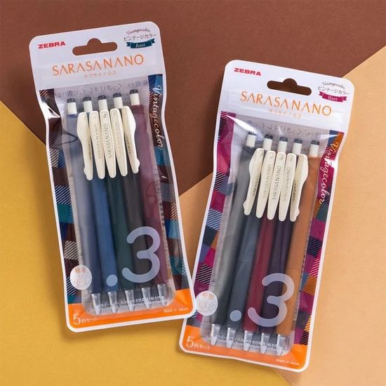 제브라 0.3mm 중성펜 사라사나노 빈티지 5색 JJH72-5C