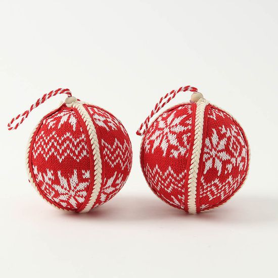 [도토로]루비레드 패브릭 장식볼 2P(10cm) (눈결정니