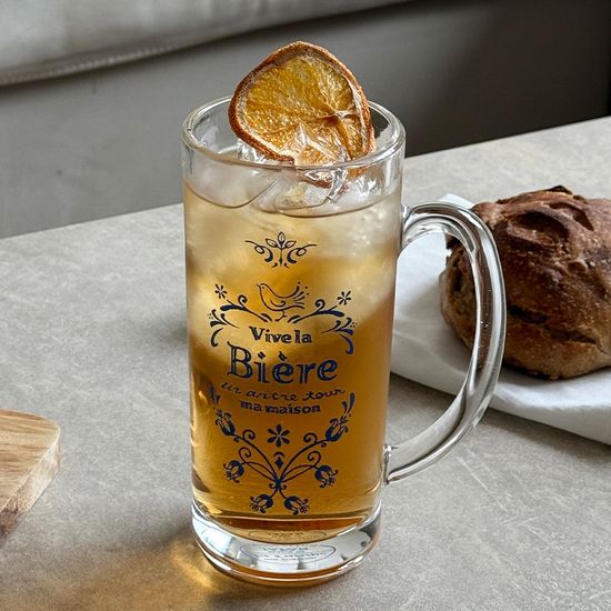 마메종 블루로즈 손잡이 맥주잔, 비어 글라스 360ml 