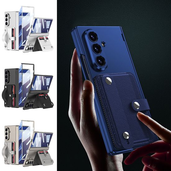 갤럭시Z폴드7 힌지 보호 카드지갑 가죽 스트랩 케이스