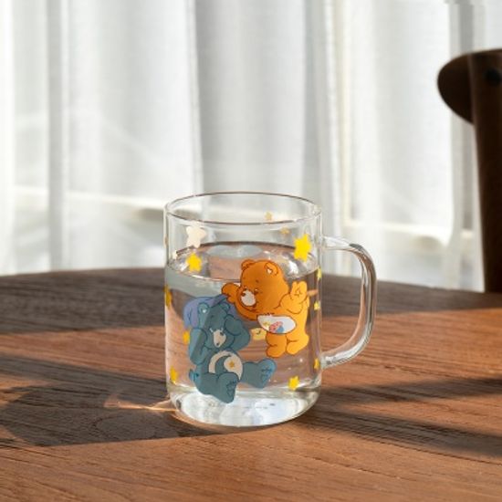 루카랩 케어베어 손잡이 투명 글래스 유리컵