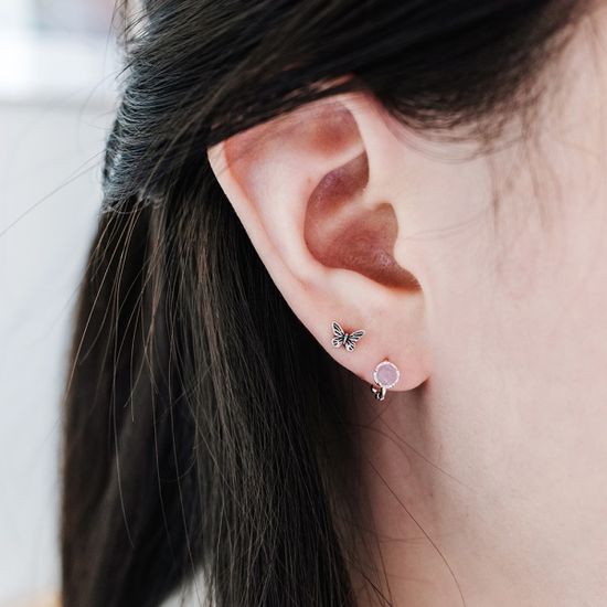 실버925 미니 크리스탈 원터치 귀걸이 