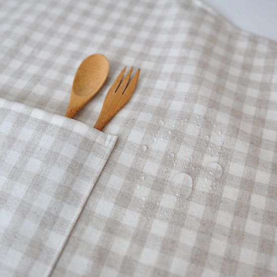 소프트 체크 린넨 카페 방수앞치마