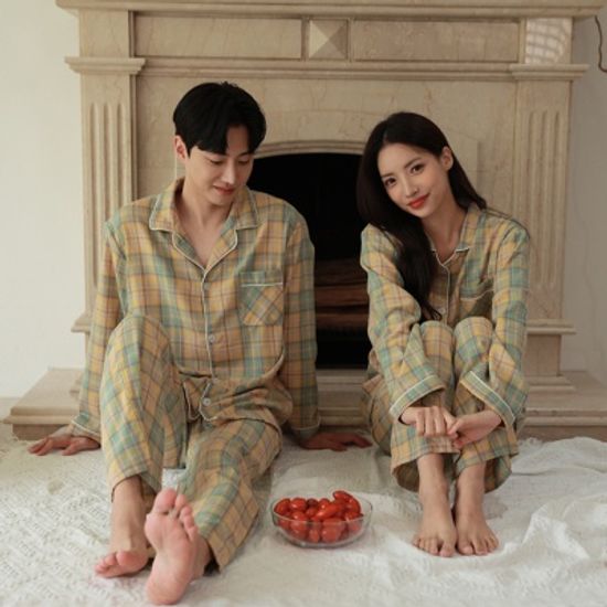 소프트 체크 기모 순면100% 커플 잠옷