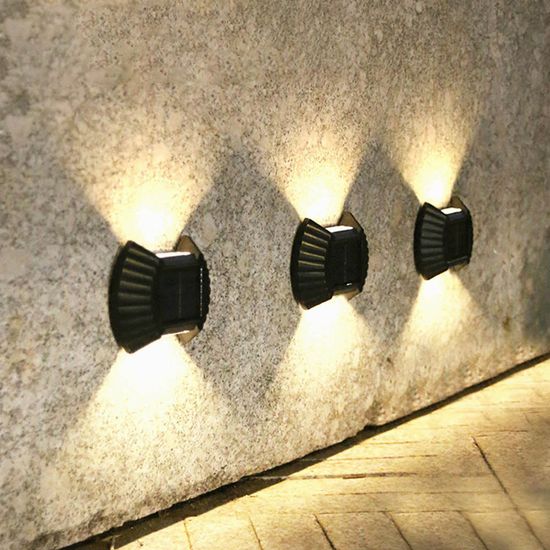 [솔라가든] LED 물결 태양광 벽부등 4p세트(웜색)