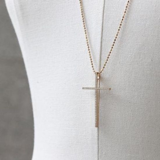 바이데이지 Bn0392 행운의 십자가 롱실버 목걸이