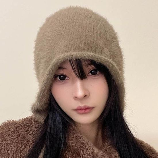 여자 소두 포근 후드 겨울 니트 털모자