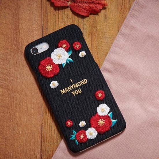 [마리몬드] 패브릭_자수_동백(블랙)