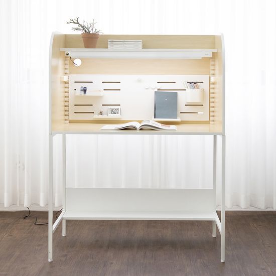 티케 와이드 1000 철제 독서실책상 화이트 자작나무