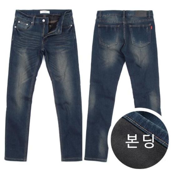 남자 청바지 겨울 본딩 바지 기모 팬츠 일자핏