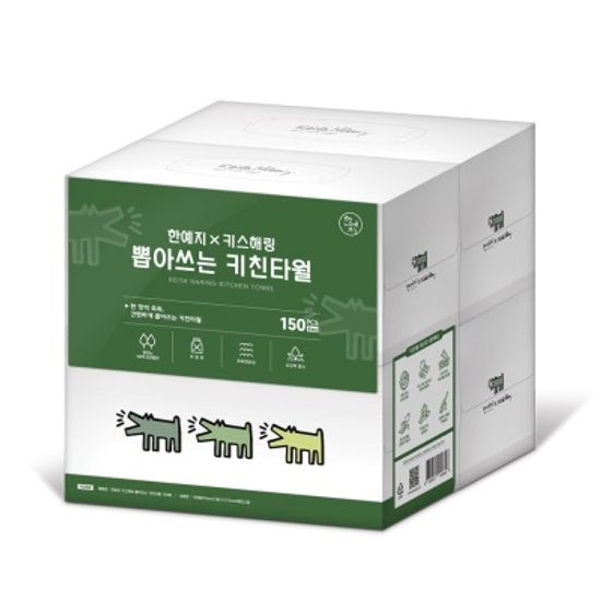 키스해링 뽑아쓰는 키친타올 150매 4입 (1팩)
