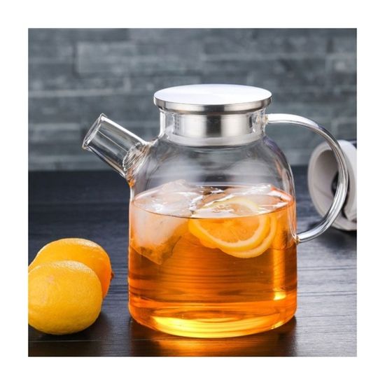 내열유리 차주전자 티포트 1.6L 찻잎우리기 스텐뚜껑[