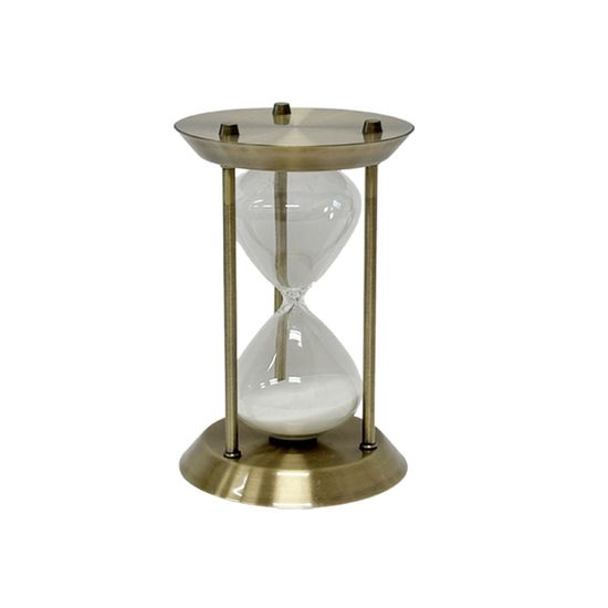 브론즈 철제 인테리어 유리 화이트 모래시계 30분