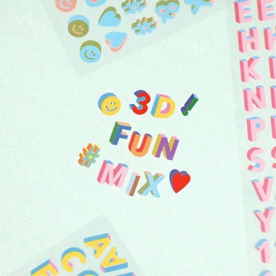 3D 펀믹스 알파벳&숫자 스티커