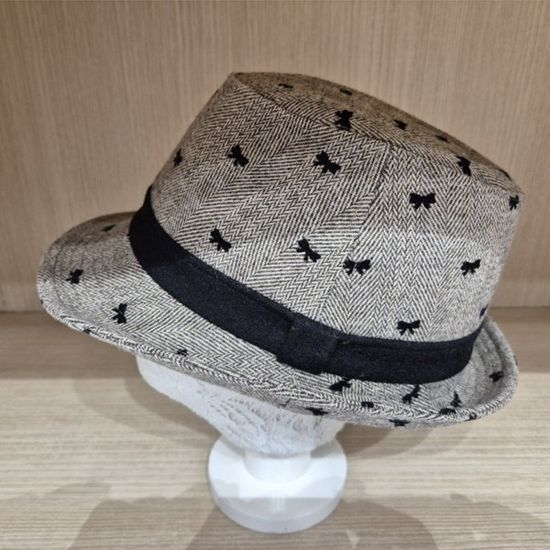 [애슬릿]헤링본 리본 자수 페도라 겨울 여성 모자