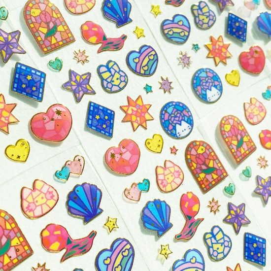 투명금테 스테인드 글라스 칼선 스티커