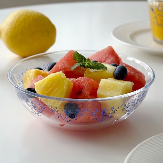 마메종 블루로즈 유리 글라스 샐러드볼 M 1p